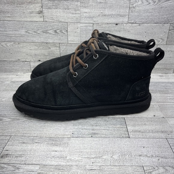 UGG Neumel Black‎ Suede Shearling Lace Up Chukka Boots Men Size 9